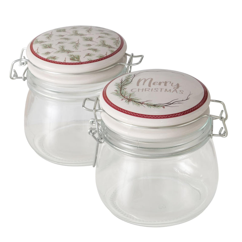 Load image into Gallery viewer, Boltze home voorraadpot glas met kerstmotief 450 ml
