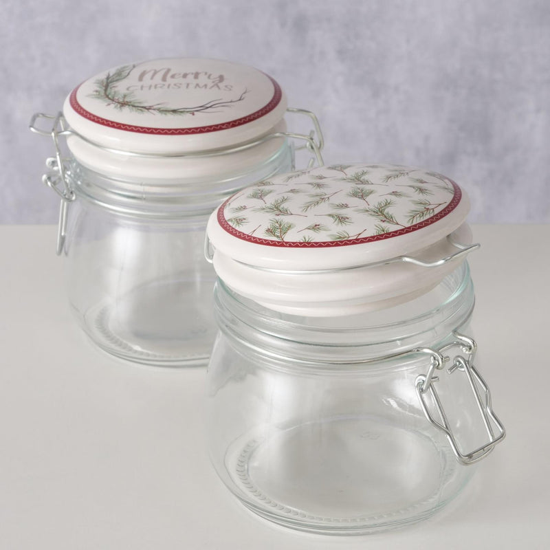 Load image into Gallery viewer, Boltze home voorraadpot glas met kerstmotief 450 ml
