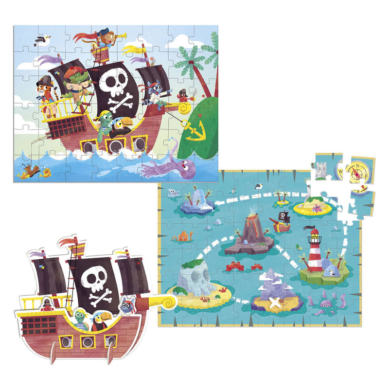 Afbeelding laden in galerijviewer, Goula kinderpuzzel diset xxl piratenboot 48 onderdelen
