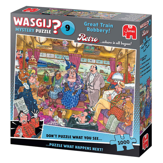 Jumbo wasgij retro mystery 9 legpuzzel - de grotere treinroof, 1000st.