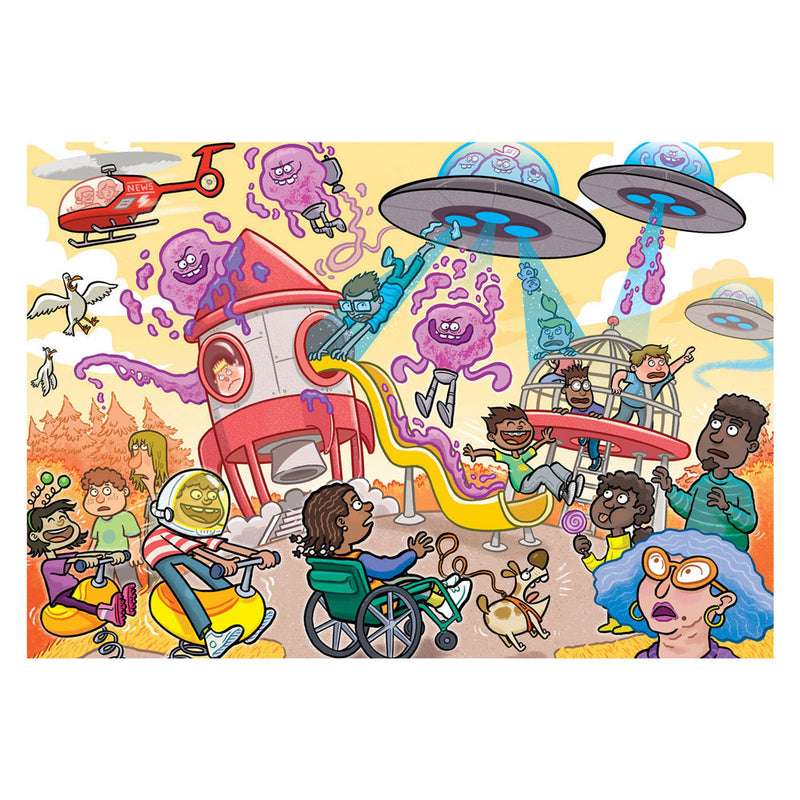 Load image into Gallery viewer, Jumbo wasgij junior 4 legpuzzel - alien invasie! - 240st.
