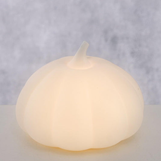 Boltze home beeld pompoen met led aurela h8,4cm dolomiet wit