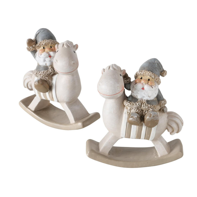Load image into Gallery viewer, Boltze home kerstman op schommelpaard hars h11cm
