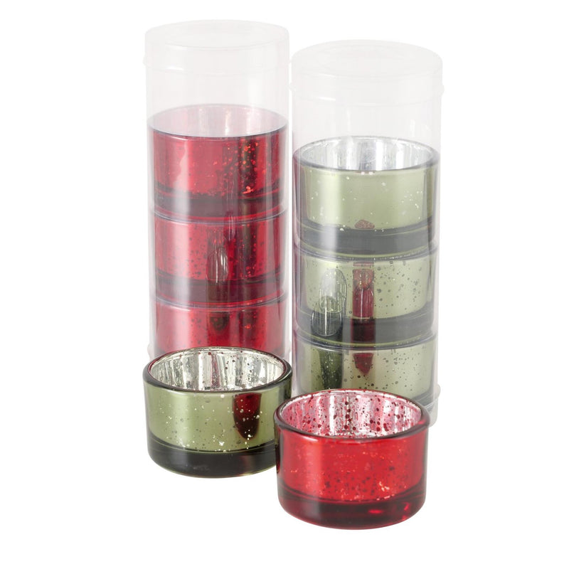 Load image into Gallery viewer, Boltze home theelichthouder balos 4-delig h3cm groen rood
