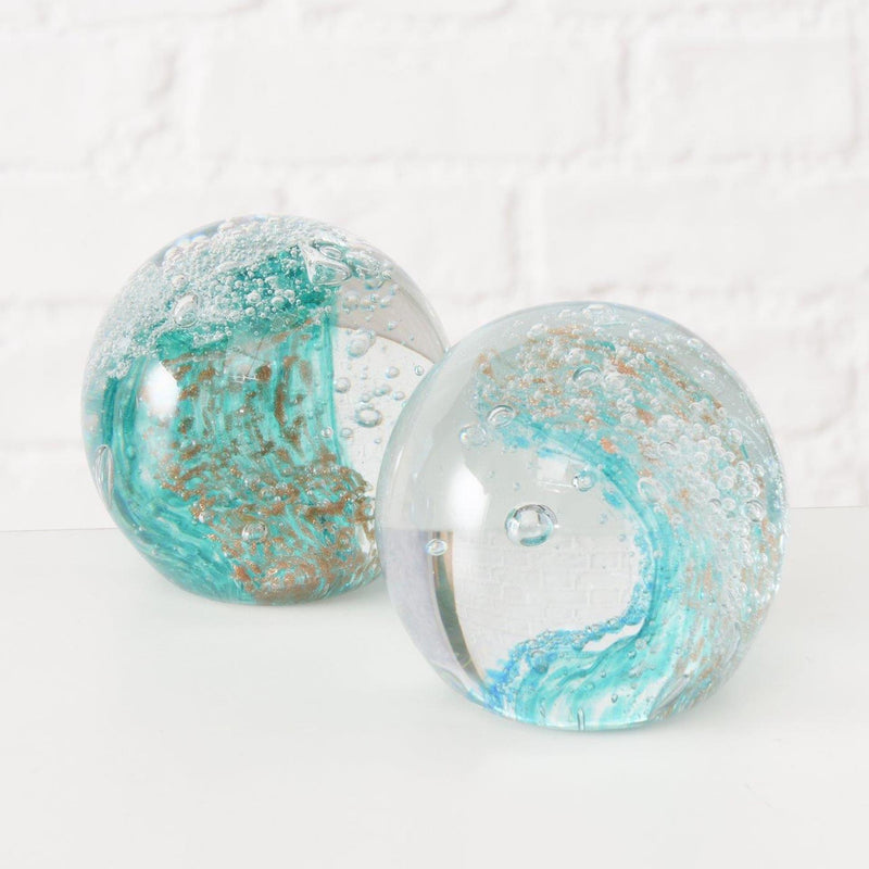 Load image into Gallery viewer, Boltze home deco papier gewicht turkoois glas ø8cm
