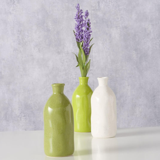 Boltze home vaas mylanadia6,7x15cm porselein in 3 uitvoeringen wit lime groen