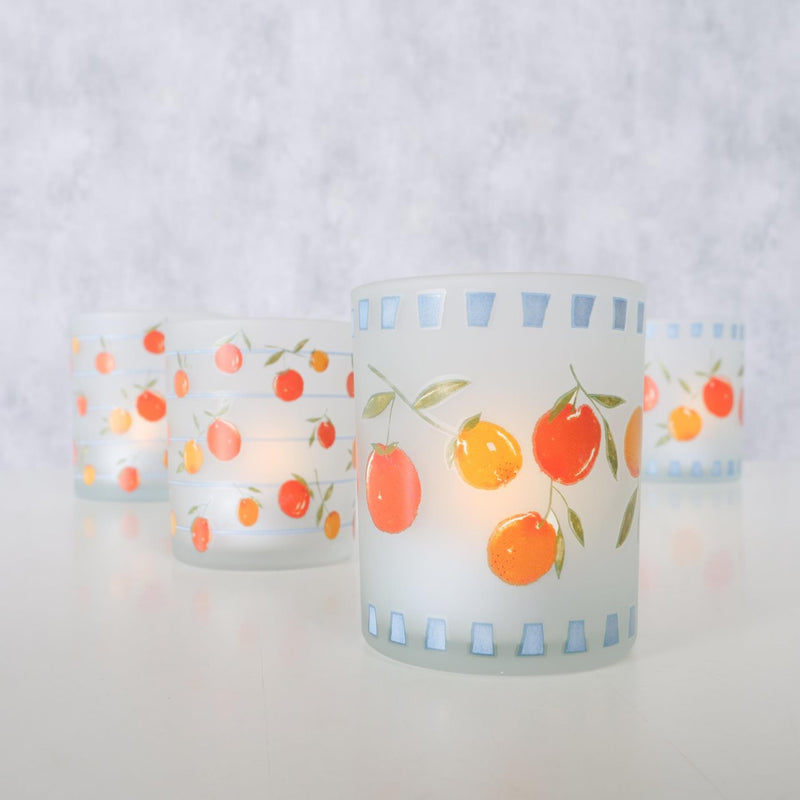 Load image into Gallery viewer, Boltze home windlicht sinaasappel 2-delig 7x8,5cm en 9x10cm glas
