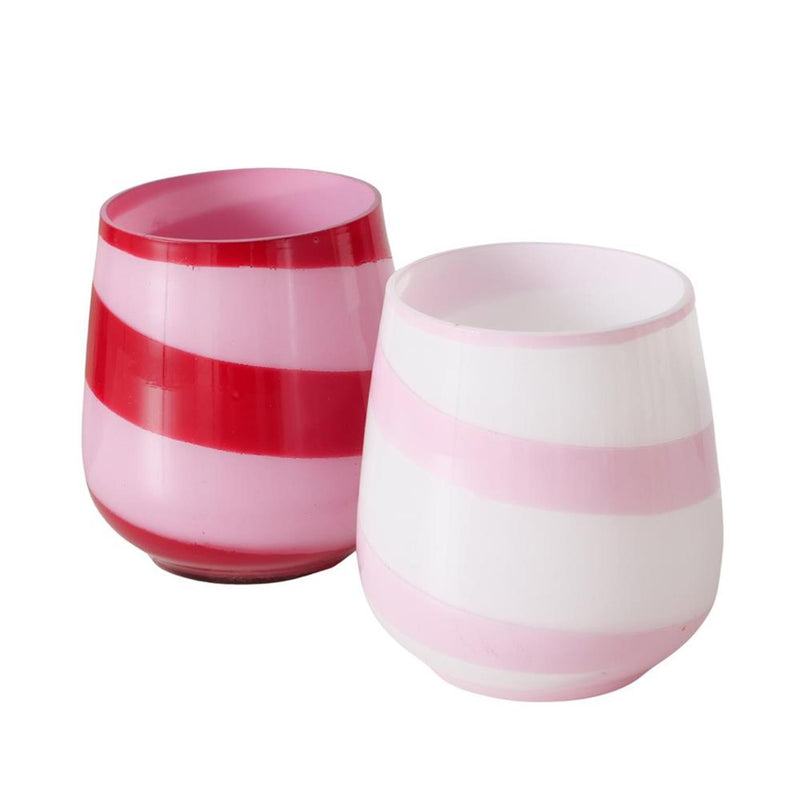 Load image into Gallery viewer, Boltze home windlicht streep roze 8,5cm
