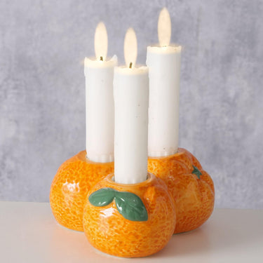 Boltze home kandelaar sinaasappel 12x11x6cm porselein oranje