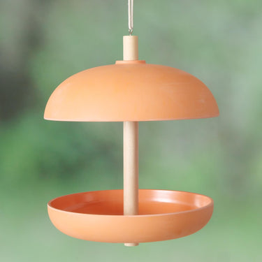 Boltze home vogelvoederhuisje giardino dia21x29cm 200ml bamboe, polyresin en jute oranje
