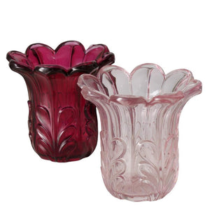 Boltze home vaas rosena dia11x10,5cm glas gelakt licht roze donker roze