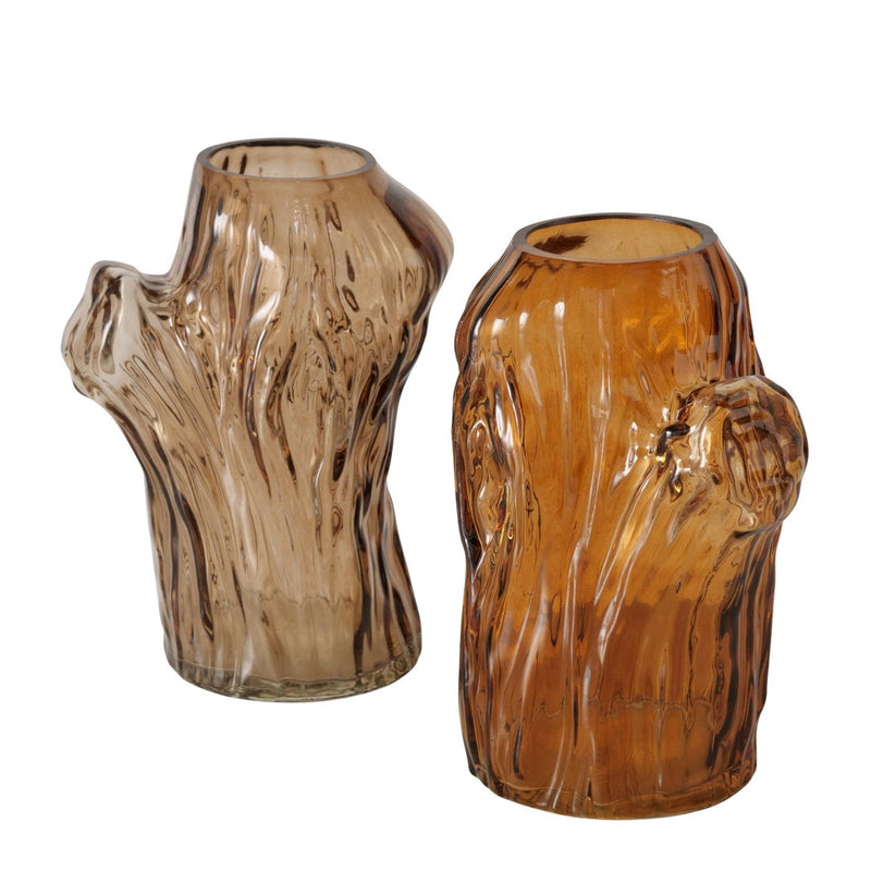 Load image into Gallery viewer, Boltze home vaas arbro bruin glas 11x9x14,7cm 2 assorti

