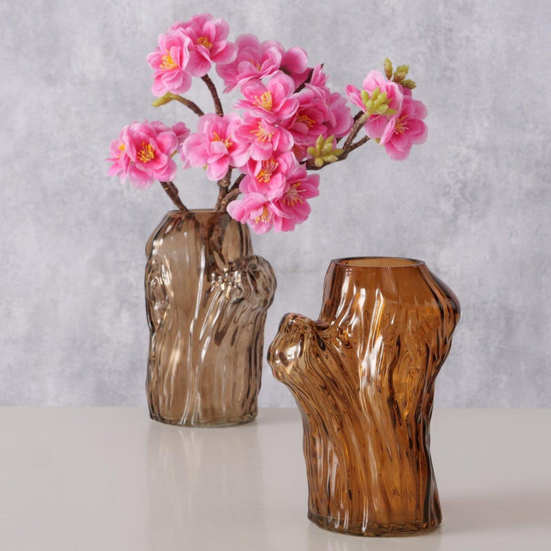 Load image into Gallery viewer, Boltze home vaas arbro bruin glas 11x9x14,7cm 2 assorti
