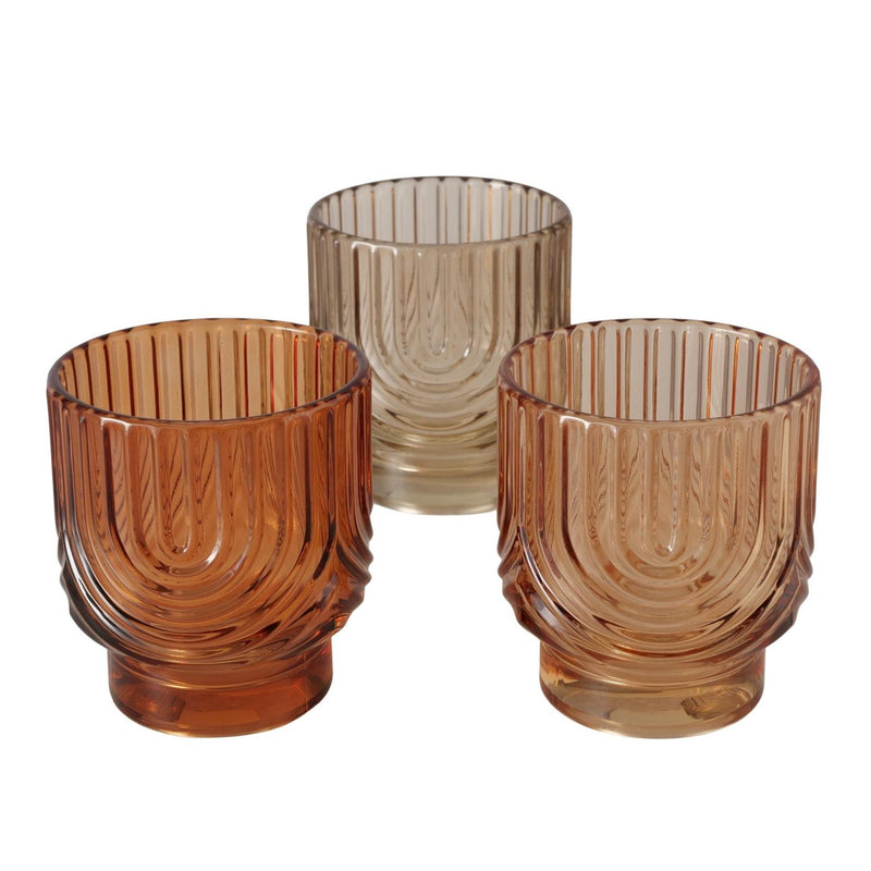 Load image into Gallery viewer, Boltze home windlicht arcy beige oranje glas ø7xh8cm 3 assorti
