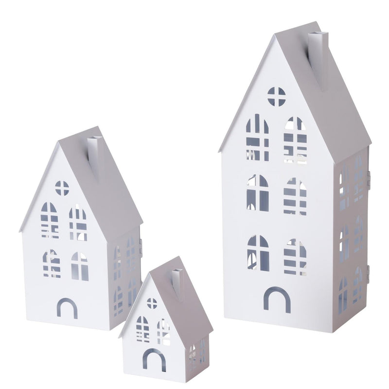 Load image into Gallery viewer, Boltze home lantaarnset huis 3-delig wit
