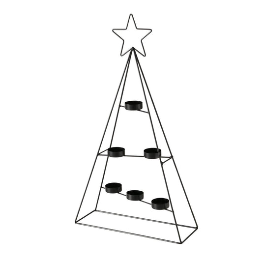 Boltze home theelichthouder kerstboom dabali zwart 29x10x51cm