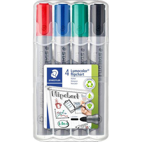 Staedtler flipchart marker lumocolor assorti pak 4 stuks