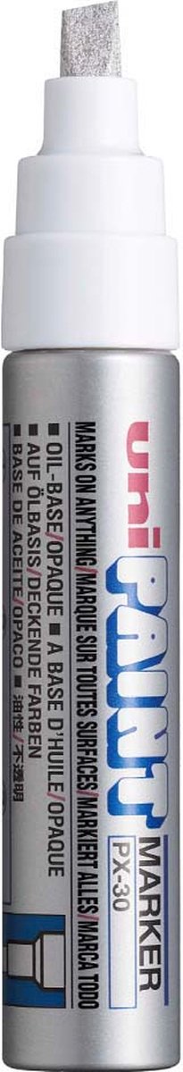 Posca uni paint px-30 zilver chrome paint marker - 4 - 8,5 mm beitelpunt - verfstift op oliebasis, geschikt voor vele ondergronden zoals; glas, papier, ceramiek, plastic of metaal