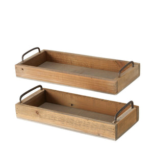 Boltze home dienblad greenbank hout 2-delig l32-38cm b14-18cm h6,5-7cm