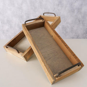 Boltze home dienblad greenbank hout 2-delig l32-38cm b14-18cm h6,5-7cm