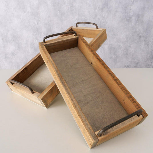 Boltze home dienblad greenbank hout 2-delig l32-38cm b14-18cm h6,5-7cm