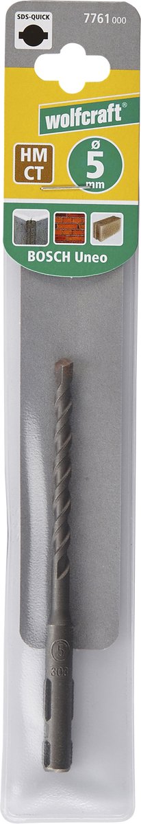 Wolfcraft - betonboor 5mm - sds quick - hardmetaal voor boren in beton - 100mm lang - 7761000