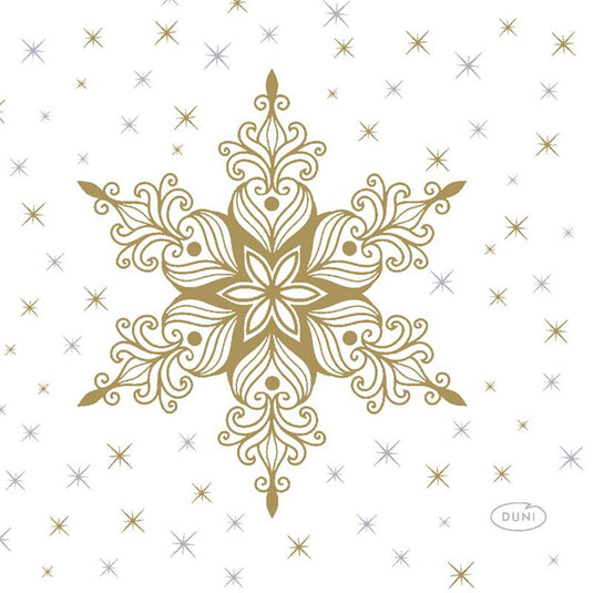 Duni servetten snowstars white 24x24cm