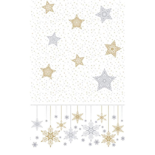 Duni tafellaken snowstars white 138x220cm