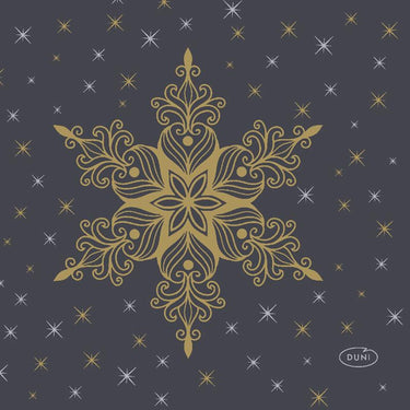 Duni servetten snowstars black 24x24cm