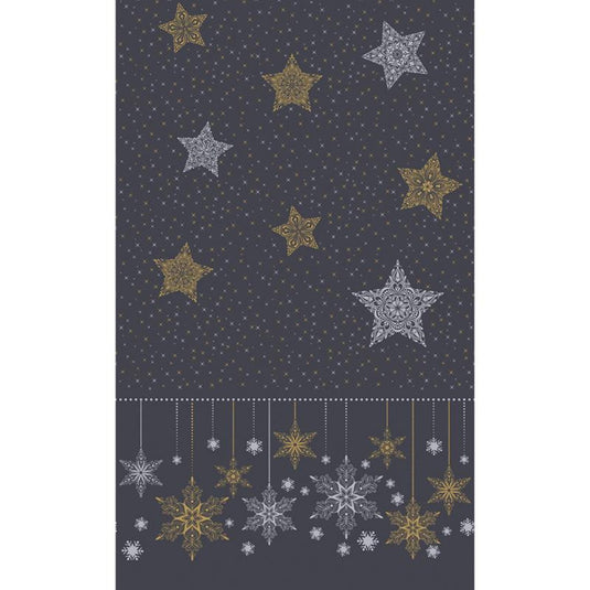 Duni tafellaken snowstars black 138x220