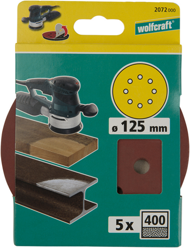 Wolfcraft hechtschuurschijven | k400 | geperforeerd | ø125mm | 5 stuks - 2072000