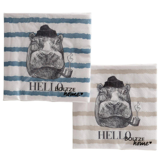 Boltze home servetten nijlpaard 16,5x3cm