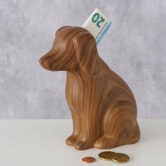Boltze home spaarpot hond wilhelmy h15cm bruin keramiek