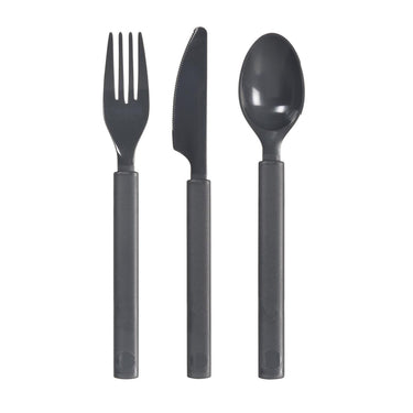 Duni kunststof bestekset 6-delig granite herbruikbaar (2x mes, 2x vork, 2x lepel)