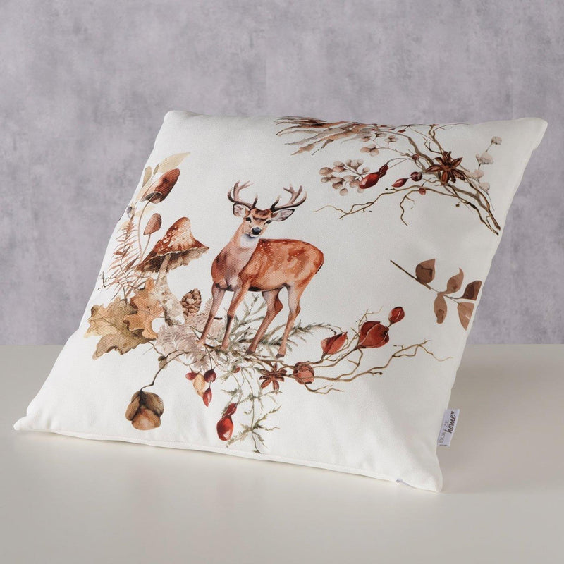 Load image into Gallery viewer, Boltze home kussen hert gerd polyester groen lichtbruin wit 45x45cm
