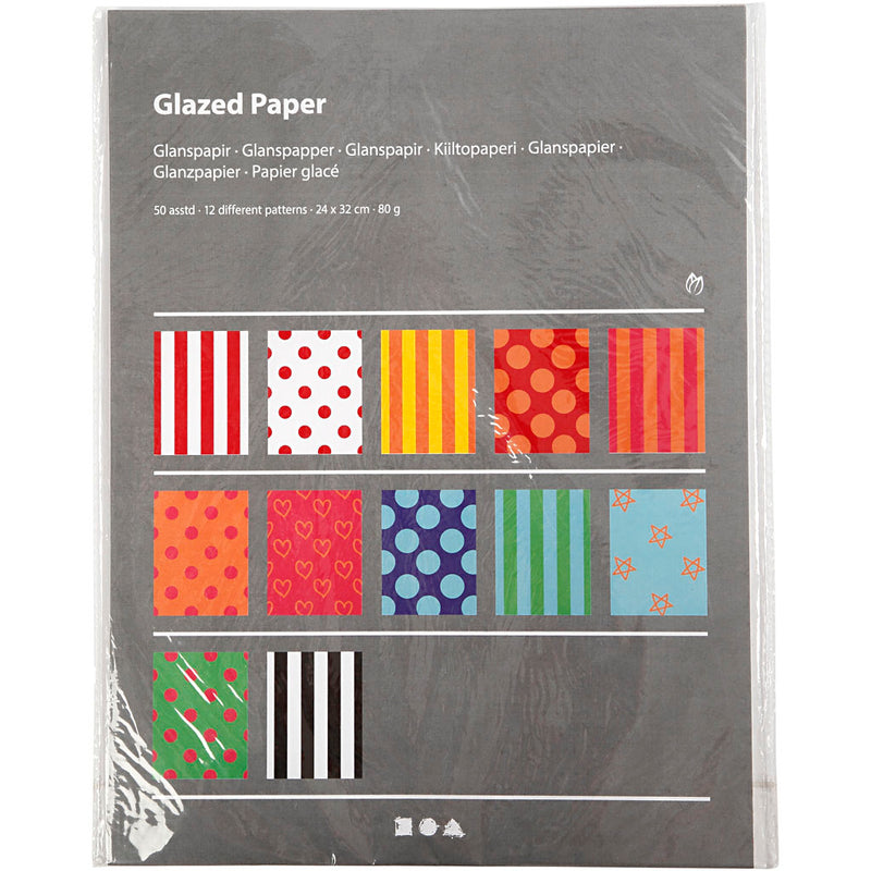 Afbeelding laden in galerijviewer, Https: www.cchobby.nl glanspapier-bedrukt-vel-24x32-cm-80-gr-diverse-kleuren-50-div-vellen-1-doos

