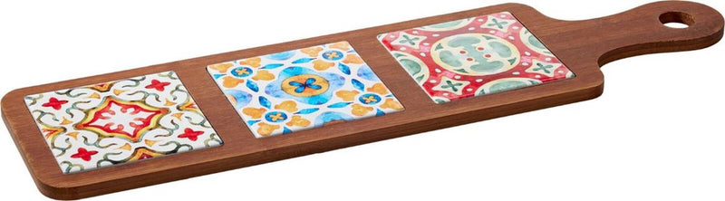 Load image into Gallery viewer, Excellent houseware serveerplateau bamboe aardewerk 49,5x13cm
