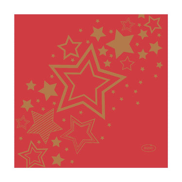 Duni servetten holiday star red 24x24cm