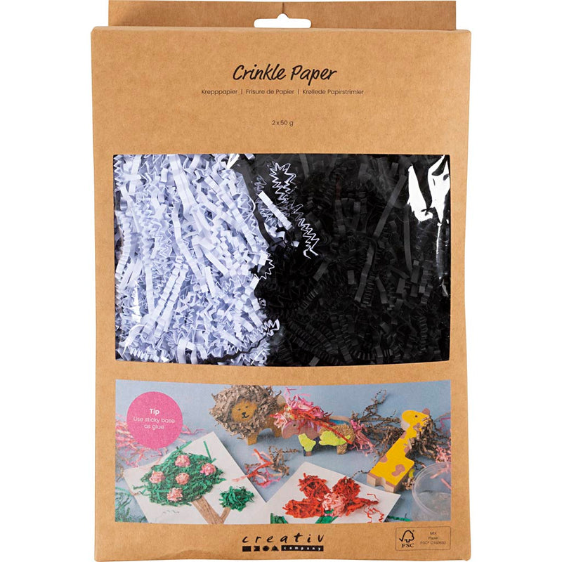 Load image into Gallery viewer, Https: www.cchobby.nl crinkle-papier-l-25-30-cm-b-3-mm-zwart-wit-2x50-gr-1-doos
