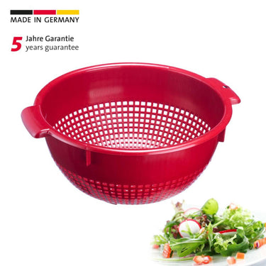 Westmark vergiet zeef, met verzonken handgrepen en bevestigingshaken, kunststof, rood, 2126221r