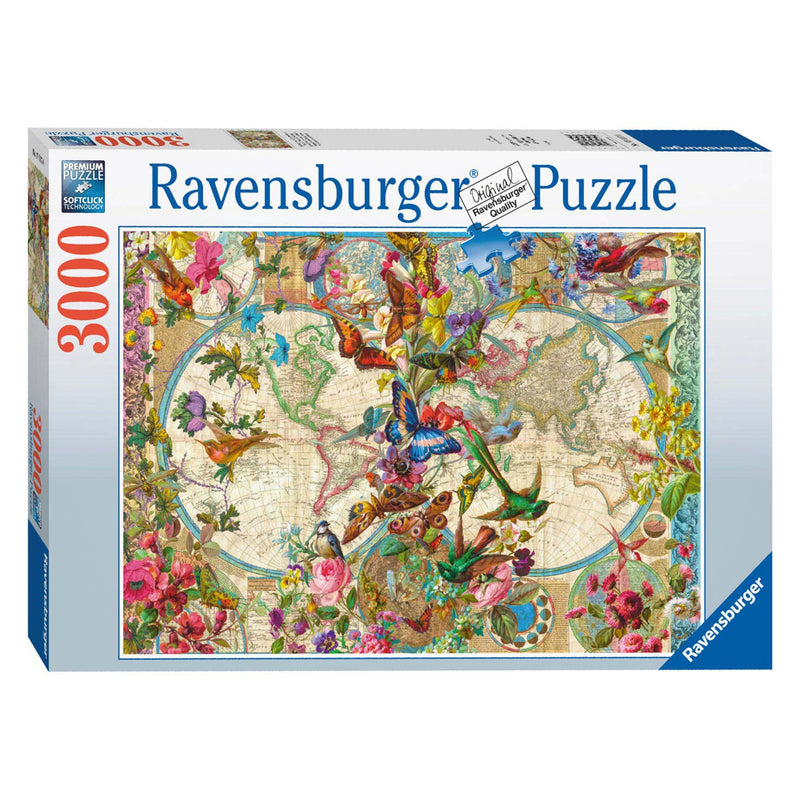 Load image into Gallery viewer, Ravensburger legpuzzel flora en fauna wereldkaart, 3000st.
