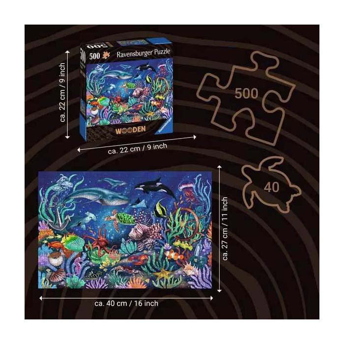 Load image into Gallery viewer, Ravensburger houten puzzel onder de zee, 500st.
