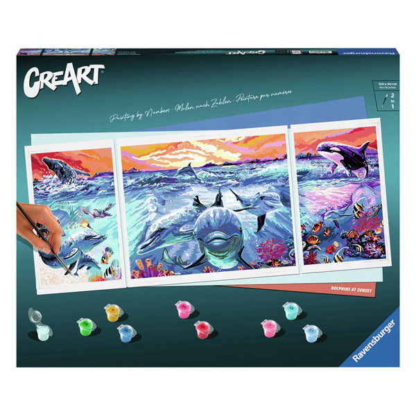 Load image into Gallery viewer, Ravensburger creart schilderen op nummer - dolphins at sunset
