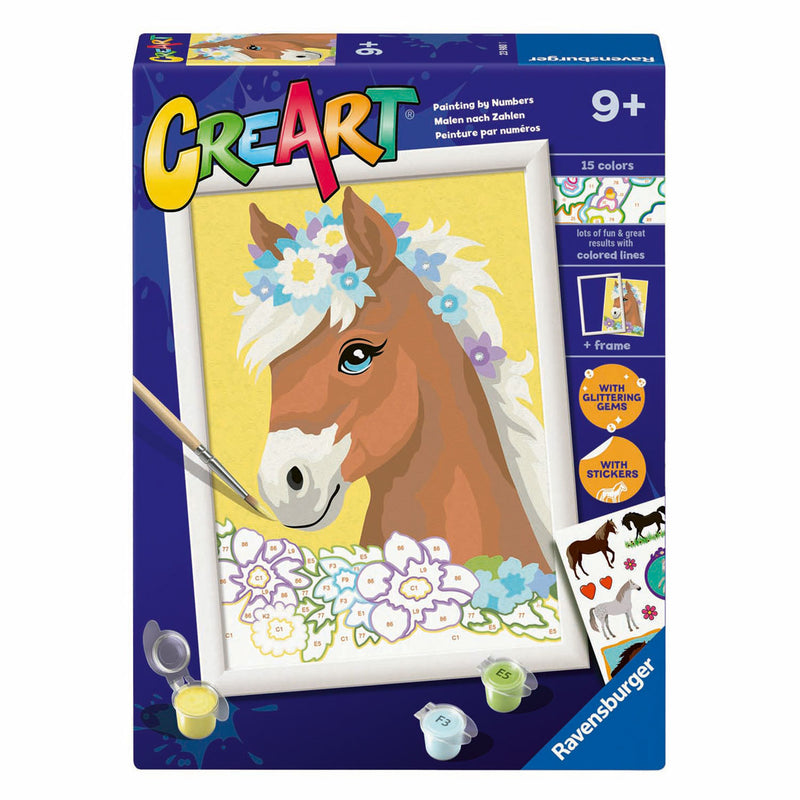 Load image into Gallery viewer, Ravensburger creart schilderen op nummer - paard met bloemen
