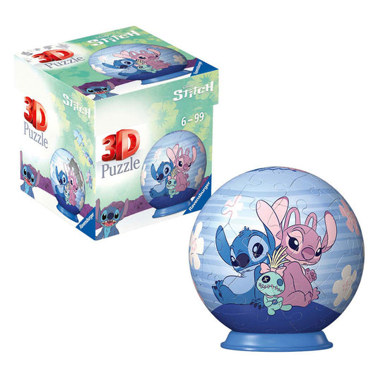 Ravensburger 3d puzzelbal stitch en angel, 54st.