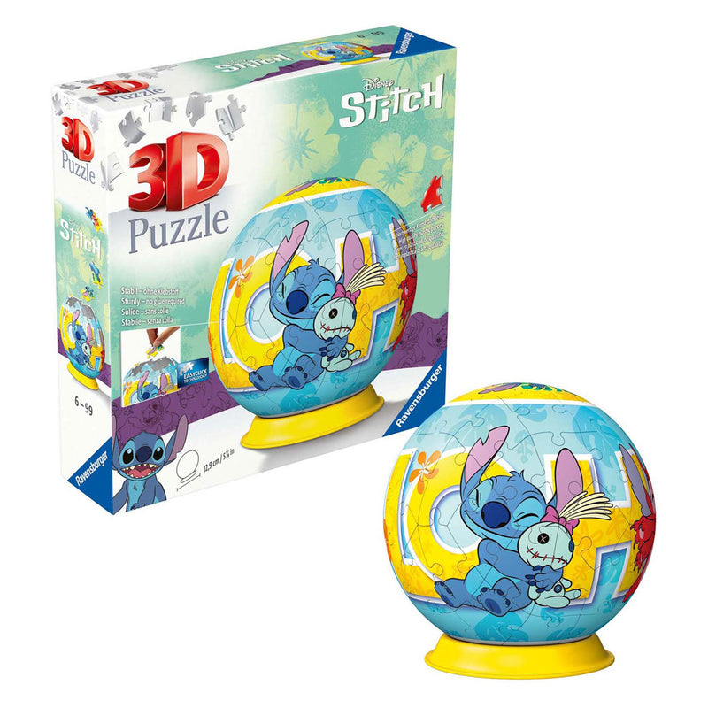 Load image into Gallery viewer, Ravensburger 3d puzzelbal stitch en pop, 54st.
