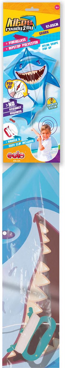 Load image into Gallery viewer, Kites ready 2 fly - pop-up nylon vlieger haai
