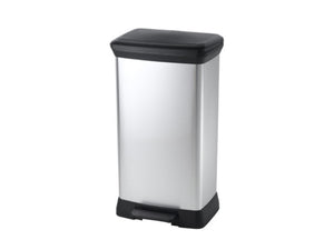 Curver decobin rechthoekig pedaalemmer 50 liter zilver zwart