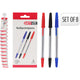 No brand balpennen set van 8, rood, zwart, blauw | 12 stuks
