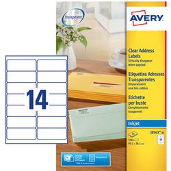 Avery etiketten inkjet quickpeel j8563-25 99,1x38,1mm transparant